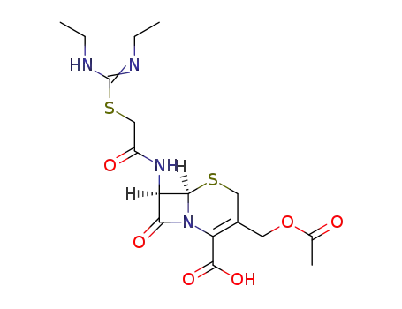 Molecular Structure of 33074-98-5 (3-(acetyloxymethyl)-7-[[2-(N,N-diethylcarbamimidoyl)sulfanylacetyl]amino]-8-oxo-5-thia-1-azabicyclo[4.2.0]oct-2-ene-2-carboxylic acid)