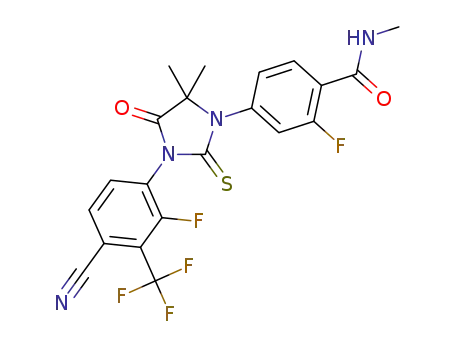 Molecular Structure of 1272719-00-2 (4-[3-(4-cyano-2-fluoro-3-trifluoromethyl-phenyl)-5,5-dimethyl-4-oxo-2-thioxo-imidazolidin-1-yl]-2-fluoro-N-methyl-benzamide)