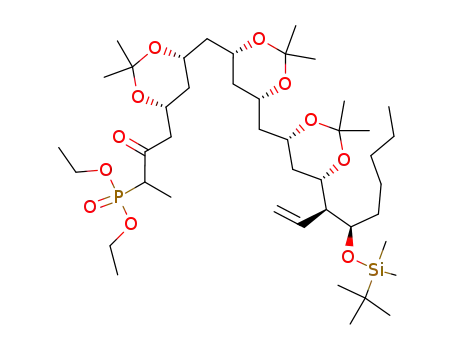 Molecular Structure of 198955-34-9 ((5R,7R,9R,11S,13S,15S,16S,17R)-2-diethylphosphono-17-O-(1,1-dimethylethyl)dimethylsilyl-16-ethenyl-5:7,9:11,13:15-tris-O-(1-methylethylidine)-3-oxo-docosane-5,7,9,11,13,15,17-heptol)