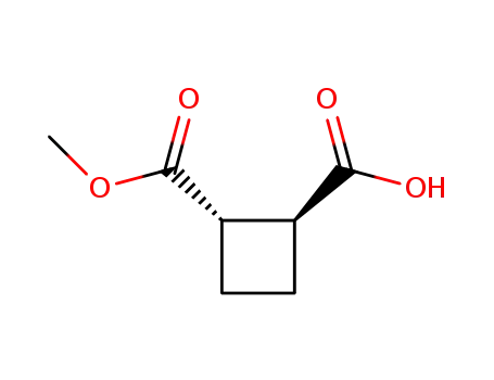 Molecular Structure of 31420-52-7 ((1R,2S)-rel-1,2-Cyclobutanedicarboxylic acid, 1-Methyl ester)
