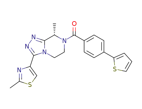 Molecular Structure of 1429560-58-6 ((S)-(8-methyl-3-(2-methylthiazol-4-yl)-5,6-dihydro-[1,2,4]-triazolo[4,3-a]pyrazin-7(8H)-yl)(4-(thiophen-2-yl)phenyl)methanone)