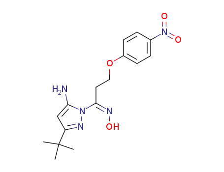 Molecular Structure of 160654-33-1 ((Z)-5-Amino-3-tert-butyl-1-<1-hydroximino-3-(4-nitrophenoxy)propyl>-1H-pyrazol)