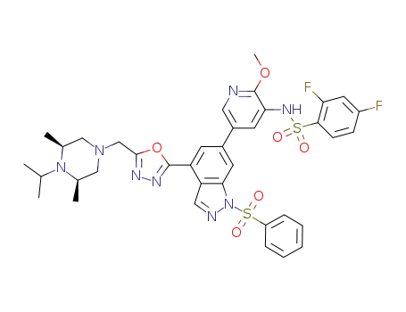 C<sub>37</sub>H<sub>38</sub>F<sub>2</sub>N<sub>8</sub>O<sub>6</sub>S<sub>2</sub>