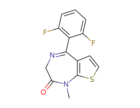 Molecular Structure of 40018-02-8 (5-(2,6-difluoro-phenyl)-1-methyl-1,3-dihydro-thieno[2,3-<i>e</i>][1,4]diazepin-2-one)