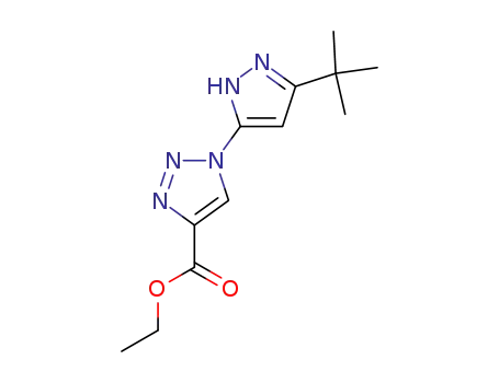 Molecular Structure of 193549-97-2 (1-(5-tert-Butyl-2H-pyrazol-3-yl)-1H-[1,2,3]triazole-4-carboxylic acid ethyl ester)