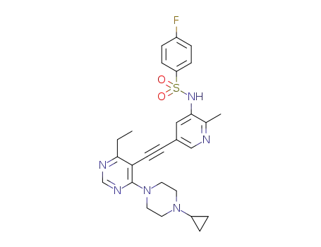 N-{5-[4-(4-cyclopropylpiperazin-1-yl)-6-ethylpyrimidin-5-ylethynyl]-2-methylpyridin-3-yl}-4-fluorobenzenesulfonamide