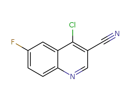 Molecular Structure of 886362-73-8 (4-CHLORO-6-FLUORO-QUINOLINE-3-CARBONITRILE)