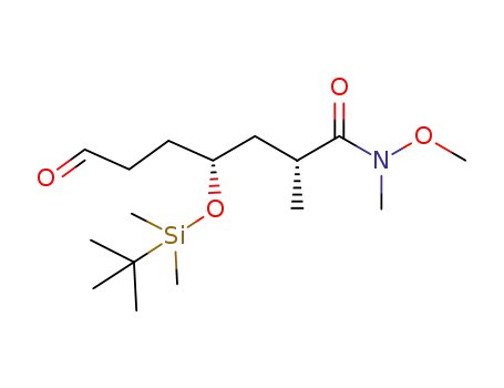 Molecular Structure of 914922-89-7 (Heptanamide, 4-[[(1,1-dimethylethyl)dimethylsilyl]oxy]-N-methoxy-N,2-dimethyl-7-oxo-, (2R,4R)-)