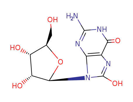 Molecular Structure of 3868-31-3 (8-HYDROXYGUANOSINE)