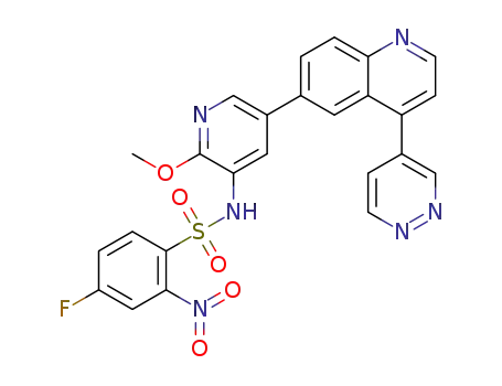 4-fluoro-N-(2-methoxy-5-(4-(pyridazin-4-yl)quinolin-6-yl)pyridin-3-yl)-2-nitrobenzenesulfonamide