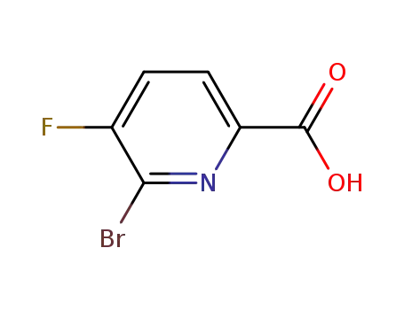 Molecular Structure of 1052714-46-1 (6-Bromo-5-fluoro-2-pyridinecarboxylic acid)