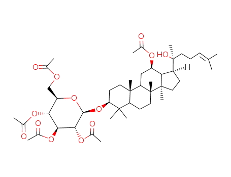 Molecular Structure of 127761-61-9 (3β-(2',3',4',6'-Tetra-O-acetyl-β-D-glucopyranosyloxy)-12β-acetoxydammar-24-en-20(S)-ol)