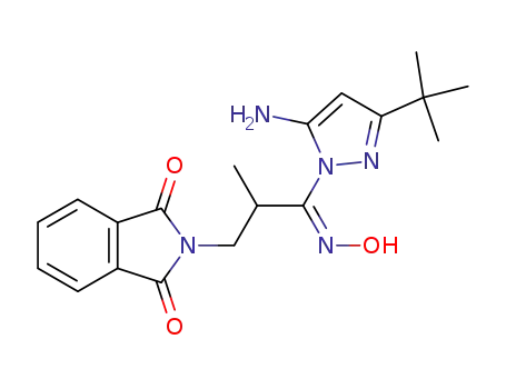 Molecular Structure of 160654-32-0 ((Z)-5-Amino-3-tert-butyl-1-(1-hydroximino-2-methyl-3-phthalimidopropyl)-1H-pyrazol)