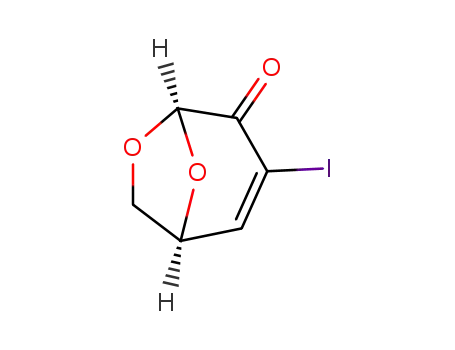 Molecular Structure of 154977-43-2 (6,8-Dioxabicyclo[3.2.1]oct-2-en-4-one, 3-iodo-, (1S,5R)-)