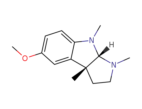 Molecular Structure of 104069-12-7 ((3aR,8aS)-5-methoxy-1,3a,8-trimethyl-1,2,3,3a,8,8a-hexahydropyrrolo[2,3-b]indole)