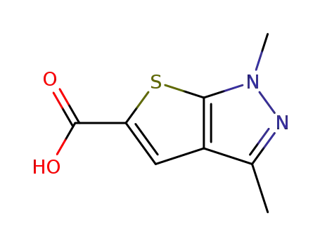 Molecular Structure of 25252-46-4 (1,3-DIMETHYL-1H-THIENO[2,3-C]PYRAZOLE-5-CARBOXYLIC ACID)