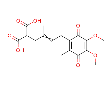 Molecular Structure of 66855-19-4 (trans,cis-2,3-Dimethoxy-5-methyl-6-(5',5'-dicarboxy-3'-methyl-2'-pentenyl)-1,4-benzoquinone)