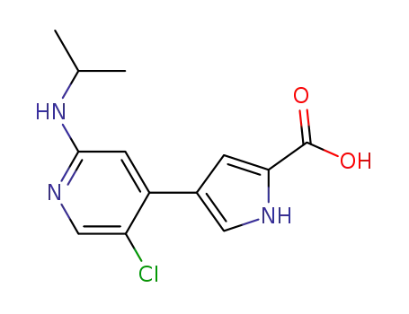 Molecular Structure of 869886-90-8 (4-(5-chloro-2-(isopropylaMino)pyridin-4-yl)-1H-pyrrole-2-carboxylic acid)