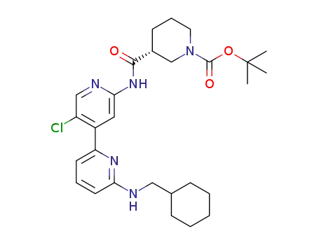 Molecular Structure of 1270077-79-6 ((R)-3-[5'-chloro-6-(cyclohexylmethylamino)-[2,4,]bipyridinyl-2'-ylcarbamoyl]piperidine-1-carboxylic acid tert-butyl ester)
