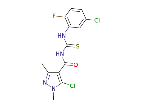 Molecular Structure of 1392131-61-1 (1-(5-chloro-2-fluorophenyl)-3-(5-chloro-1,3-dimethyl-1H-pyrazole-4-carbonyl)thiourea)