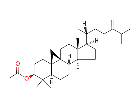 Molecular Structure of 1259-94-5 (1-(4-Isopropyl-1-methyl-4-pentenyl)-3a,6,6,12a-tetramethyltetradecahyd ro-1H-cyclopenta[a]cyclopropa[e]phenanthren-7-yl acetate)
