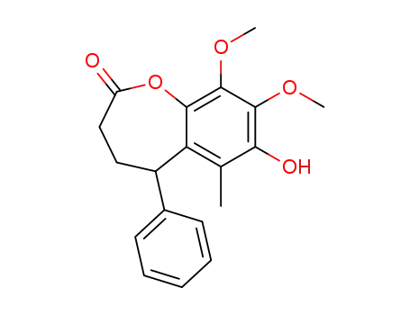 Molecular Structure of 111885-21-3 (1-Benzoxepin-2(3H)-one,
4,5-dihydro-7-hydroxy-8,9-dimethoxy-6-methyl-5-phenyl-)