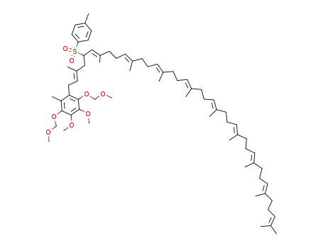 1-{(2E,6E,10E,14E,18E,22E,26E,30E,34E)-3,7,11,15,19,23,27,31,35,39-decamethyl-5-[(4-methylphenyl)sulfonyl]tetraconta-2,6,10,14,18,22,26,30,34,38-decaen-1-yl}-3,4-dimethoxy-2,5-bis(methoxymethoxy)-6-methylbenzene