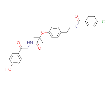 Molecular Structure of 1416548-69-0 (4-chloro-N-(4-((1-((2-(4-hydroxyphenyl)-2-oxoethyl)amino)-2-methyl-1-oxopropan-2-yl)oxy)phenethyl)benzamide)