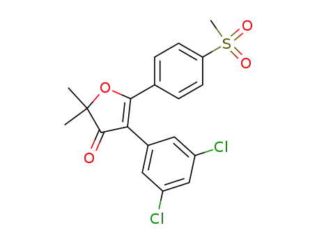 Molecular Structure of 301691-67-8 (4-(3,5-dichlorophenyl)-2,2-dimethyl-5-(4-(methylsulfonyl)phenyl)furan-3(2H)-one)