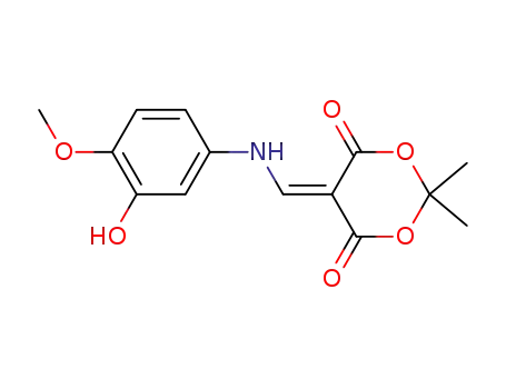 Molecular Structure of 205448-27-7 (5-{[(3-hydroxy-4-methoxyphenyl)amino]methylene}-2,2-dimethyl-1,3-dioxane-4,6-dione)