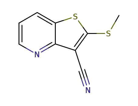 Molecular Structure of 142892-35-1 (Thieno[3,2-b]pyridine-3-carbonitrile, 2-(methylthio)-)