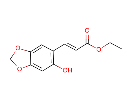 Molecular Structure of 949585-64-2 ((E)-3-(6-hydroxybenzo(1,3)dioxo-5-yl)-acrylic acid ethyl ester)