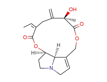 Molecular Structure of 520-59-2 ((15E)-13,19-Didehydro-12β-hydroxysenecionan-11,16-dione)