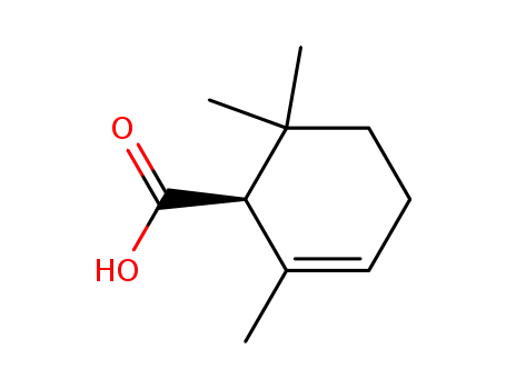 Molecular Structure of 24190-30-5 (2-Cyclohexene-1-carboxylic acid, 2,6,6-trimethyl-, (S)-)