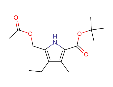 Molecular Structure of 82448-72-4 (1H-Pyrrole-2-carboxylic acid, 5-[(acetyloxy)methyl]-4-ethyl-3-methyl-,
1,1-dimethylethyl ester)