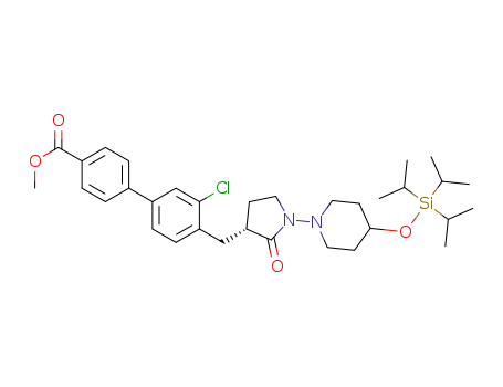 3'-chloro-4'-[(R)-2-oxo-1-(4-triisopropylsilanyloxy-piperidin-1-yl)-pyrrolidin-3-ylmethyl]-biphenyl-4-carboxylic acid methyl ester