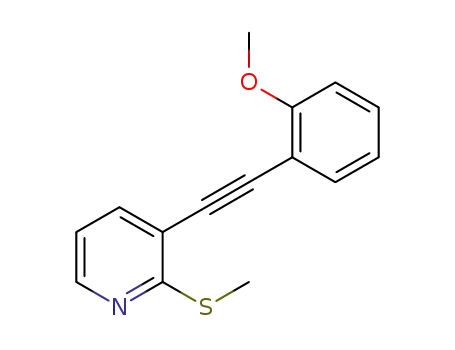 Molecular Structure of 1448146-94-8 (3-[(2-methoxyphenyl)ethynyl]-2-(methylthio)pyridine)