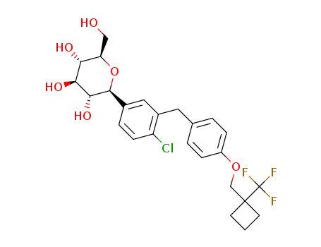 (2S,3R,4R,5S,6R)-2-(4-chloro-3-(4-((1-(trifluoromethyl)cyclobutyl)methoxy)benzyl)phenyl)-6-(hydroxymethyl)tetrahydro-2H-pyran-3,4,5-triol