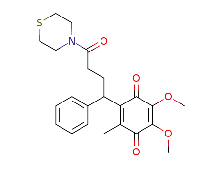 Molecular Structure of 111885-17-7 (2,3-dimethoxy-5-methyl-6-(4-oxo-1-phenyl-4-thiomorpholin-4-ylbutyl)cyclohexa-2,5-diene-1,4-dione)