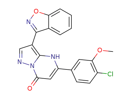 Molecular Structure of 1607023-00-6 (3-(benzo[d]isoxazol-3-yl)-5-(4-chloro-3-methoxyphenyl)pyrazolo[1,5-a]pyrimidin-7(4H)-one)
