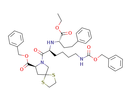 7-<N<sup>α</sup>-<1(S)-(ethoxycarbonyl)-3-phenylpropyl>-N<sup>ε</sup>-<(phenylmethoxy)carbonyl>-(S)-lysyl>-1,4-dithia-7-azaspiro<4.4>nonane-8(S)-carboxylic acid benzyl ester