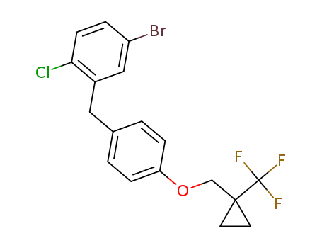 Molecular Structure of 1360569-00-1 (4-bromo-1-chloro-2-(4-((1-(trifluoromethyl)cyclopropyl)methoxy)benzyl)benzene)