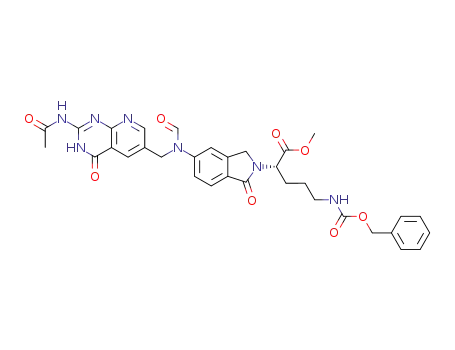2-{5-[(2-acetylamino-4-oxo-3,4-dihydro-pyrido[2,3-<i>d</i>]pyrimidin-6-ylmethyl)-formyl-amino]-1-oxo-1,3-dihydro-isoindol-2-yl}-5-benzyloxycarbonylamino-pentanoic acid methyl ester