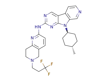 Molecular Structure of 1401033-88-2 (9-[(1r,4r)-4-methylcyclohexyl]-N-[6-(3,3,3-trifluoropropyl)-5,6,7,8-tetrahydro-1,6-naphthyridin-2-yl]-9H-pyrido[4',3':4,5]pyrrolo[2,3-d]pyrimidin-2-amine)