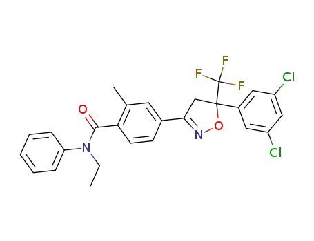 Molecular Structure of 928783-04-4 (Benzamide,
4-[5-(3,5-dichlorophenyl)-4,5-dihydro-5-(trifluoromethyl)-3-isoxazolyl]-N-
ethyl-2-methyl-N-phenyl-)