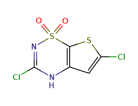 Molecular Structure of 194086-61-8 (3,6-Dichloro-4H-thieno[3,2-e]-1,2,4-thiadiazine 1,1-dioxide)