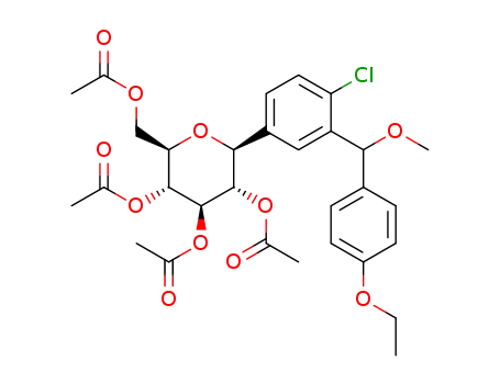 2,3,4,6-tetra-O-acetyl-1-{4-chloro-3-[(4-ethyloxyphenyl)(methoxyl)methyl]phenyl}-1-deoxy-β-D-glucopyranose