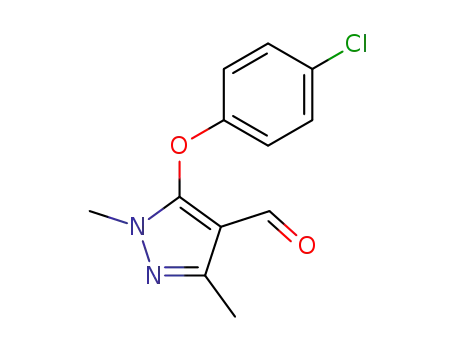 Molecular Structure of 109925-13-5 (5-(4-CHLOROPHENOXY)-1,3-DIMETHYL-1H-PYRAZOLE-4-CARBALDEHYDE)