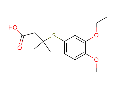 Molecular Structure of 111424-50-1 (3-(3-Ethoxy-4-methoxy-phenylsulfanyl)-3-methyl-butyric acid)