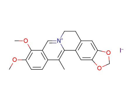 Benzo[g]-1,3-benzodioxolo[5,6-a]quinolizinium,5,6-dihydro-9,10-dimethoxy-13-methyl-, iodide (1:1) cas  2220-12-4